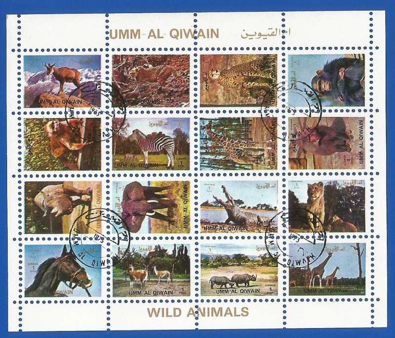 Umm-Al-Qiwain-Used-M/S-1973 1972 Airmail - Endangered Animals -Thematic-Fauna-Wild Animals