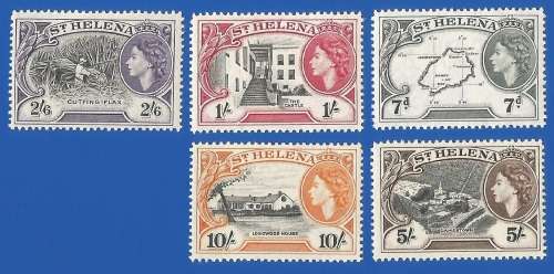 St Helena 1953 Queen Elizabeth II -MM-Thematic-Buildings-Fauna-Flora-Birds