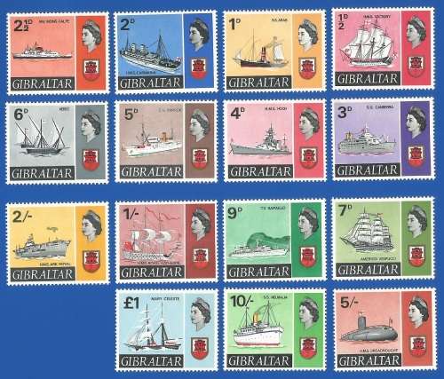Gibraltar 1967 New Daily Stamps - Ships -MM-Thematic-Transport-Boats-Ships-Submarine