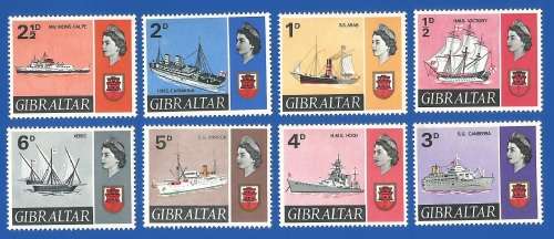 Gibraltar 1967 New Daily Stamps - Ships -MM-Thematic-Transport-Boats-Ships-Submarine