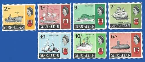 Gibraltar 1967 New Daily Stamps - Ships -MM-Thematic-Transport-Boats-Ships-Submarine