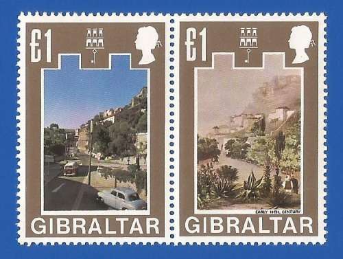 Gibraltar-MNH-£1 1971 -1975 New Daily Stamps-Thematic-Scenery-Buildings-Flora