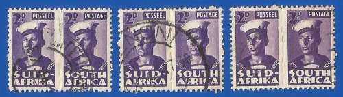 Union of South Africa SACC98 - Small War Issue- 3xPairs- Used- Thematic- Soldier- Uniform