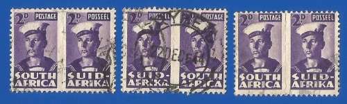Union of South Africa SACC98 - Small War Issue- 3xPairs- Used- Thematic- Famous Person
