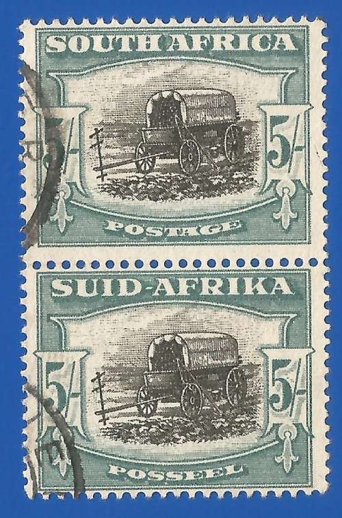 Union of South Africa SACC121 - Used- Pair- 5/- Thematic-Transport-Wagon