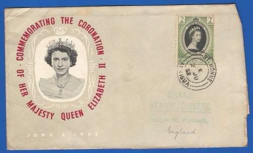 Antigua-1953-The Coronation Of Her Majesty Queen Elizabeth II - Cover- FDC-Thematic-Famous Person