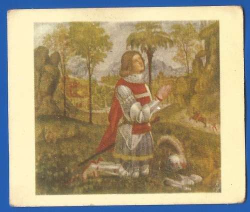 Vintage-Collectable-1xCigarette/Tobacco Card-Famous works of Art-No11-A Young Knight Kneeling