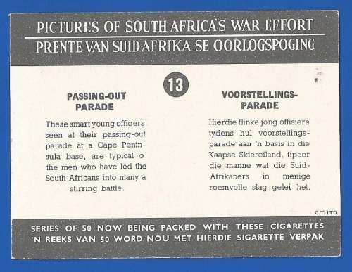 Vintage-Collectable-1xCigarette/Tobacco Card-Pictures of South Africa`s War Effort-No13-Parade