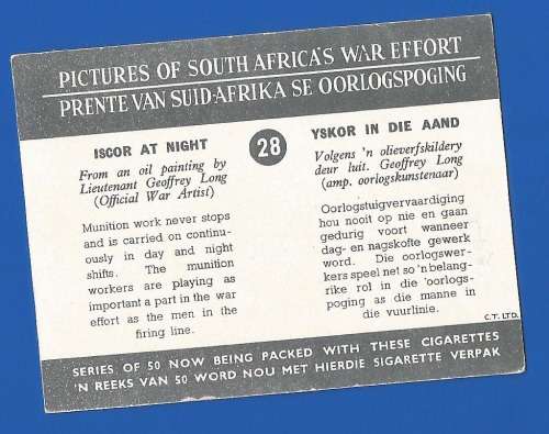 Vintage-Collectable-1xCigarette/Tobacco Card-Pictures of South Africa`s War Effort-No28-Iscor