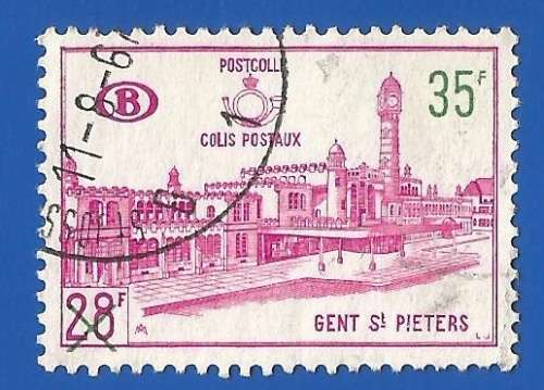 Belgium Railway Parcel post 1966 St. Peter`s Station in Gh-Used-Cancel-Collectable-Thematic-Building
