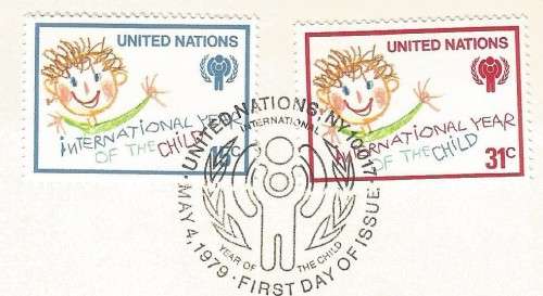 United Nations-FDC-1979 International Year of the Child -Used-Post Mark-Collectable-Thematic--Art