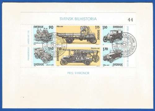 Sweden-FDC-1980 Swedish Automobile History -Used-Collectable-Thematic-Transport-Vehicles