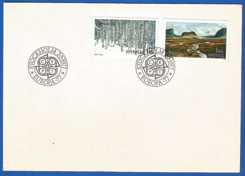 Sweden-FDC-1977 EUROPA Stamps - Landscapes -Used-Collectable-Thematic-Flora-Landscape