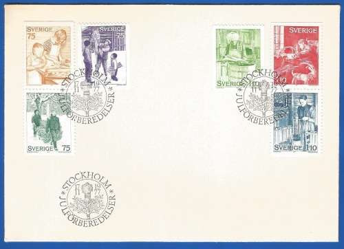Sweden-FDC-1977 Christmas Preparations -Used-Collectable-Thematic-People-Art-Craft