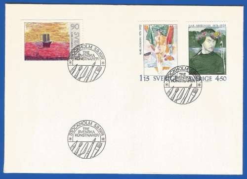 Sweden-FDC-1978 Three Swedish Artists -Used-Collectable-Thematic-Art-Painting