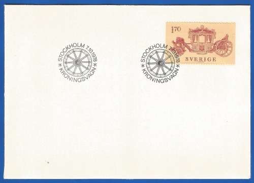 Sweden-FDC-1978 Coronation-coach -Used-Collectable-Thematic-Transport-Cart