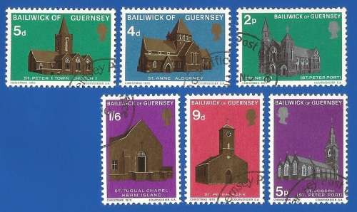 Bailiwick of Guernsey 1970/71 Christmas -Part Set-Used-Thematic-Buildings-Churches