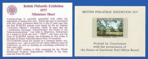 Bailiwick Of Guernsey-M/S-1977-British Philatelic Exhibition-Imperf-MNH-Thematic-Scenery-Landscaping
