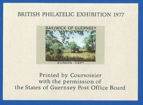 Bailiwick Of Guernsey-M/S-1977-British Philatelic Exhibition-Imperf-MNH-Thematic-Scenery-Landscaping