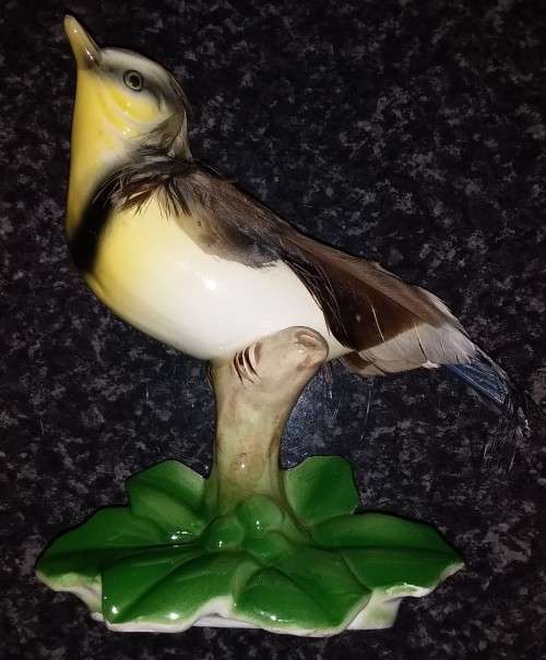 Capri - Hand pained bird with real feathers. Collectable - Ornament