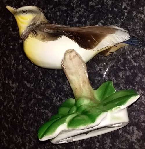 Capri - Hand pained bird with real feathers. Collectable - Ornament