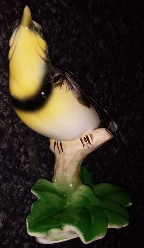 Capri - Hand pained bird with real feathers. Collectable - Ornament