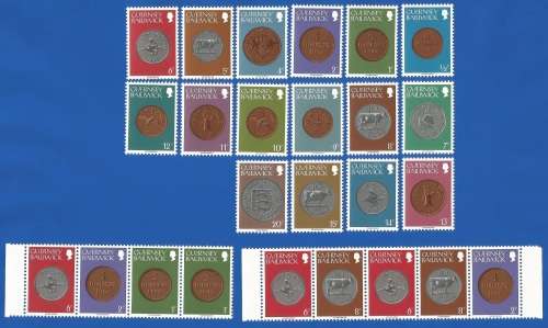 Bailiwick Of Guernsey 1979 Coins and strips-Part Set-MNH-Thematic-Coins-Symbol