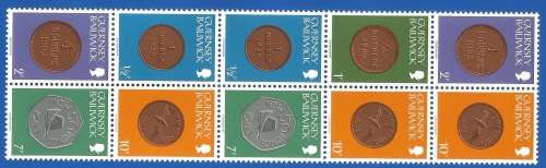 Bailiwick Of Guernsey Coins Definitive se tenant printing -Part Set-MNH-Thematic-Coins-Symbol