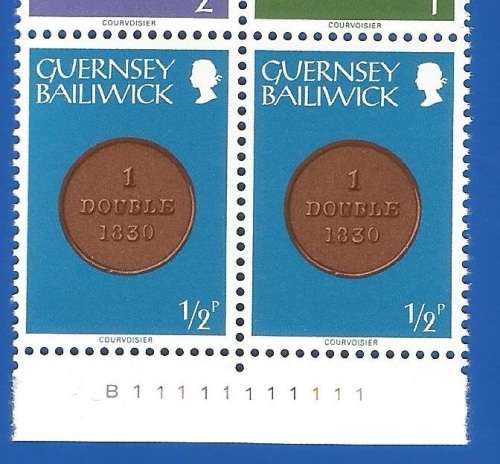 Bailiwick Of Guernsey1979 coins se tenant printing -Control Block-MNH-Thematic-Coins-Symbol