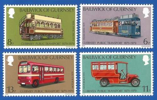 Bailiwick Of Guernsey 1979 The 100th Anni.of the Public Transport -MNH-Thematic-Train-Bus-Vehicle