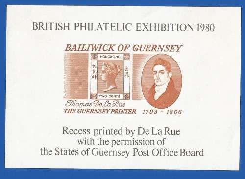 Bailiwick Of Guernsey-1980 Philatelic exhibition -M/S-Imperforated-MNH-Thematic-Famous Person