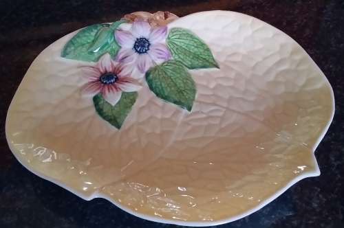 Carlton Ware purple `Clematis` on Yellow-Made In England-Collectable-Vintage-Serving  Ware