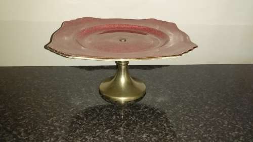 Royal Winton Grim Wades Cake Plate Stand- Dusty Pink -Made In England-Collectable-Vintage