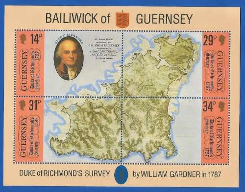Guernsey 1987 The 200th Anniversary of the Duke Of Richmond´s map-M/S-MNH-Thematic-Famous Person-Map