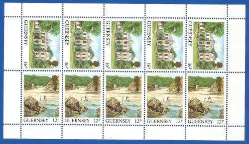 Guernsey 1984 Daily Stamps -MNH-Thematic-Building-Famous House-Flora-Scenery