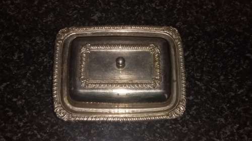 Vintage-Collectable-Metal Dish with glass Butter pat dish -No Name-Marks and Rust noted
