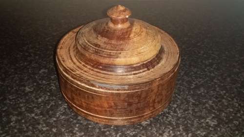 Collectable Wood Crafts- Wood bowl with lid-No Name-Un Polished