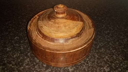 Collectable Wood Crafts- Wood bowl with lid-No Name-Un Polished