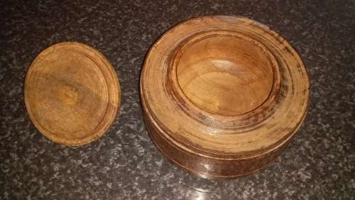 Collectable Wood Crafts- Wood bowl with lid-No Name-Un Polished