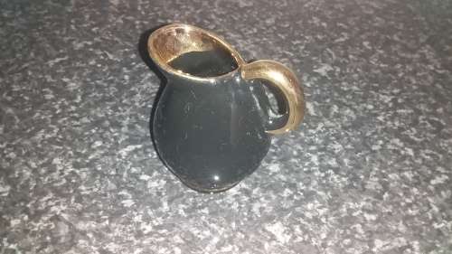 Crescent Ware pottery Black and gold trim Vintage-Collectable-Small Ornament