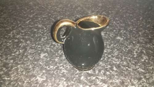 Crescent Ware pottery Black and gold trim Vintage-Collectable-Small Ornament