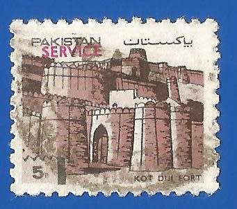 Pakistan-Used-Overprint-Service-Thematic-Building-Fort