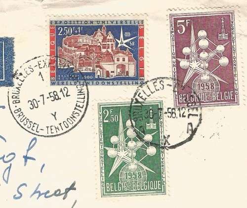Belgium 1958 World exhibition -Domestic Mail-Cover-Thematic-Symbol