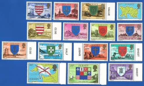 Jersey1976 Definitive Issue - Coat of Arms  Part Set -MNH-Thematic-Symbol-Places of Interest