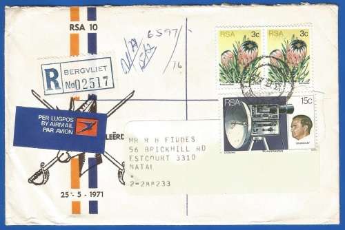 RSA-Domestic Mail-Cover-Cancel-Thematic-Flora 10th Anniversary Cover, postrally used
