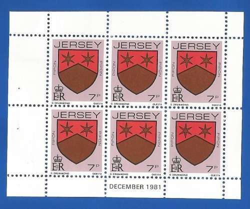 Jersey-MNH-1981-7p-Booklet Pane-Thematic-Symbol