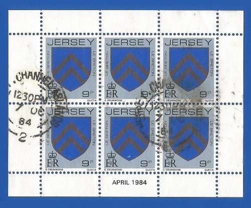 Jersey-Used-1984-9p-Booklet Pane-Thematic-Symbol