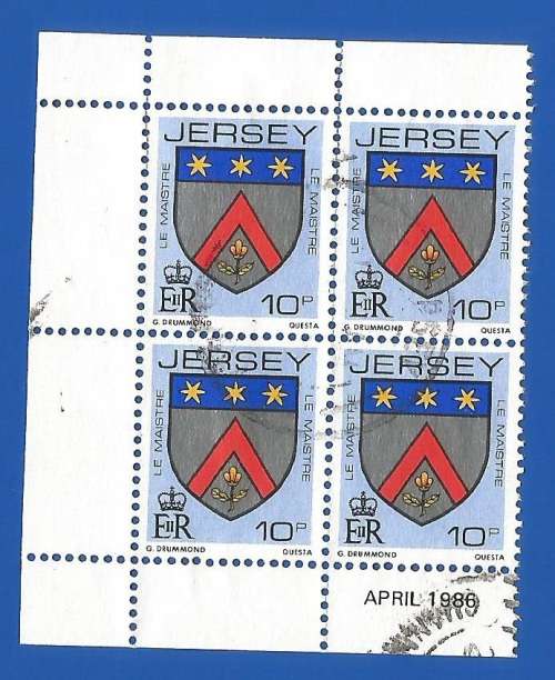 Jersey-Used-1986-10p-Booklet Pane-Thematic-Symbol