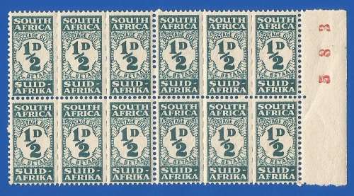 Union of South Africa SACC29-MNH-Block-Thematic-Numbers