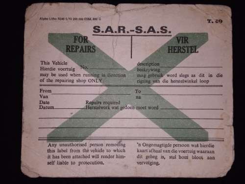 S.A.R. Repair Card